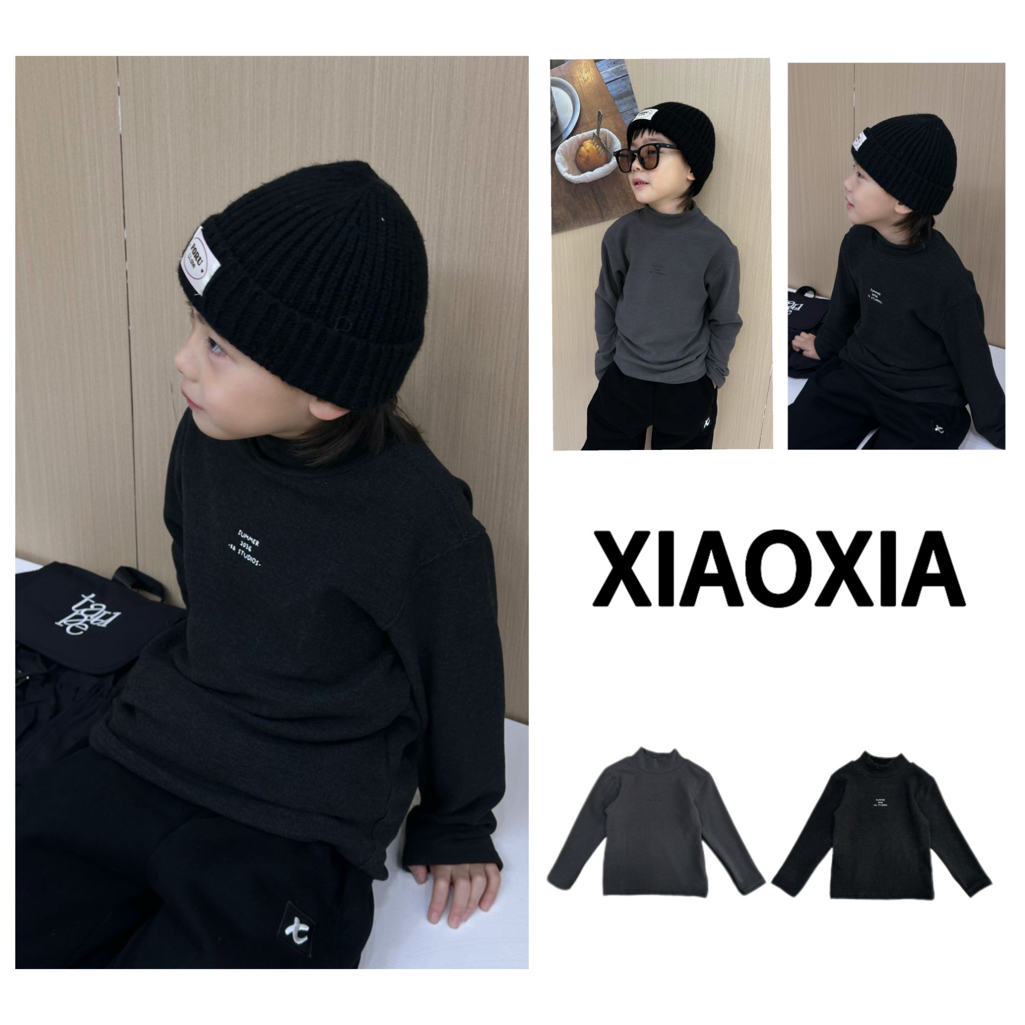 现货XXJ 2361【500g 高克重打底】简约高级字母打底衫儿童