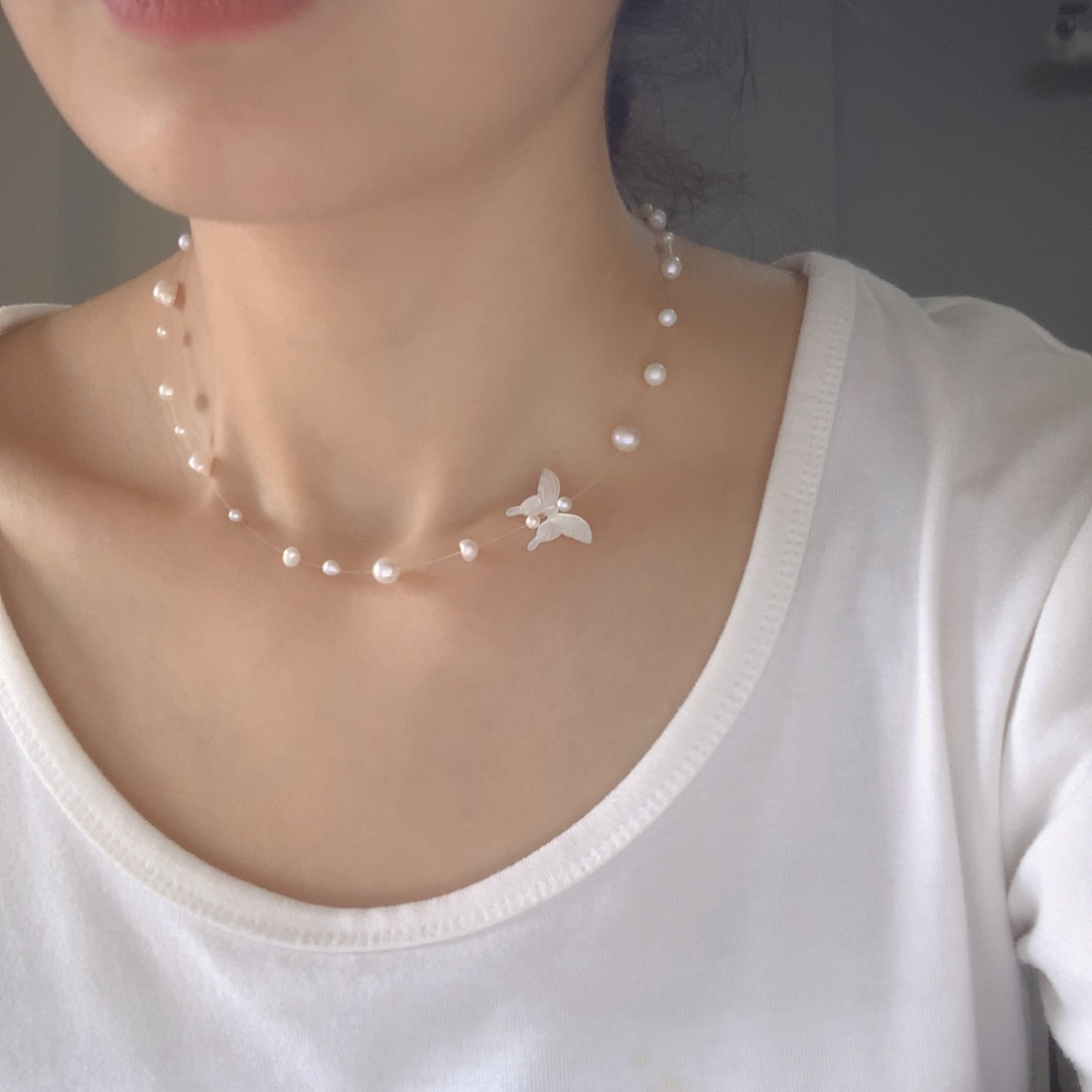 银S925镶嵌淡水珍珠项链耳饰