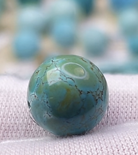 原矿绿松石水草纹圆珠12mm/2.39g