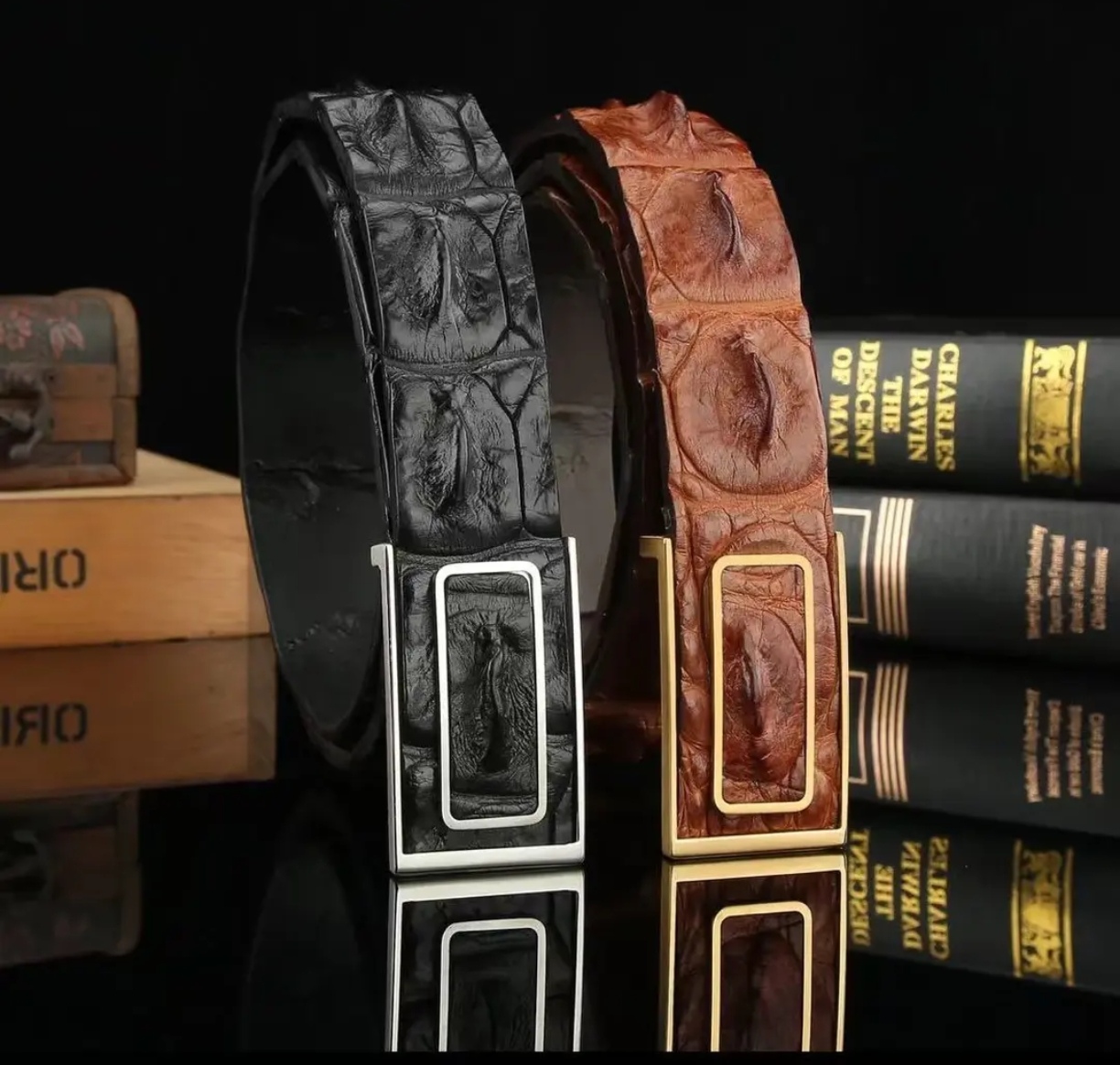 湾鳄单骨 大骨（原汁原味 无底皮无夹层）男士鳄鱼皮带