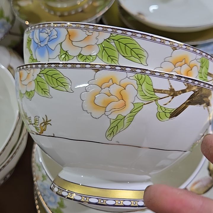 瓷片微瑕琴瑟和鸣6寸2个面碗6666