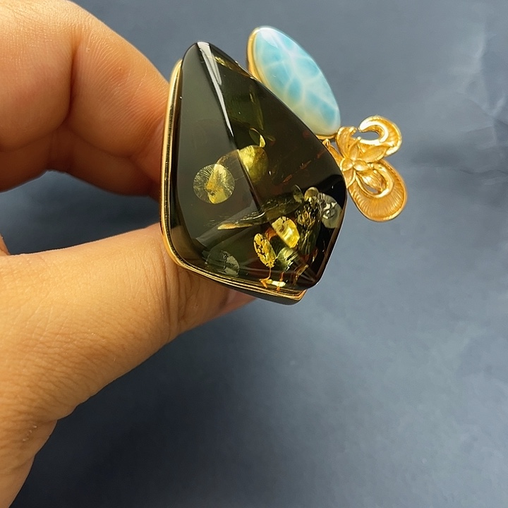 琥珀未镶嵌裸石戒指