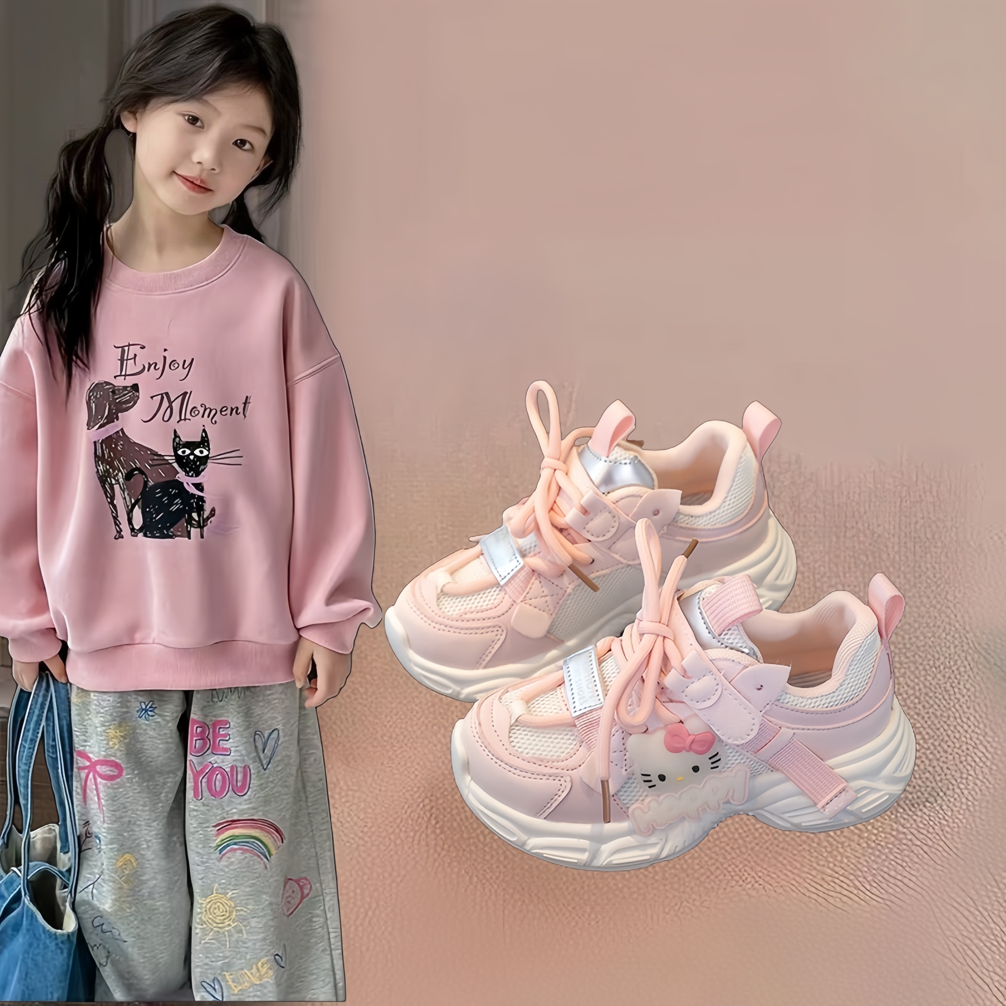 ABC女童鞋子2025年新款儿童运动鞋轻便休闲鞋春秋女大童鞋跑步鞋