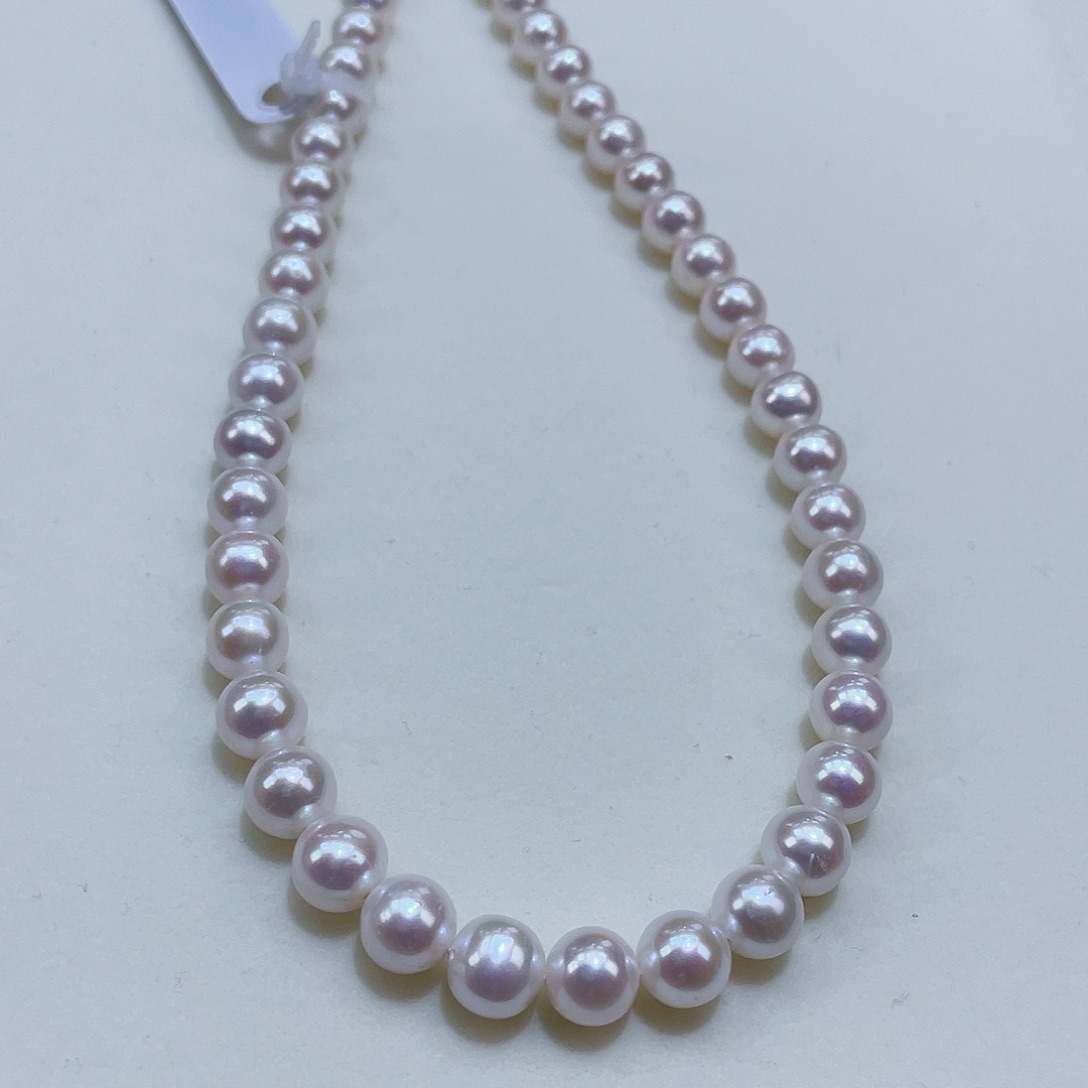 淡水珍珠银S925镶嵌颈饰8-9mm正圆极光炫彩毕业