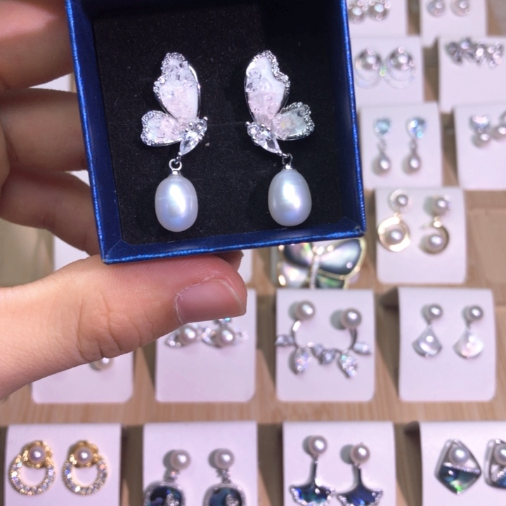 淡水珍珠耳饰银S925镶嵌