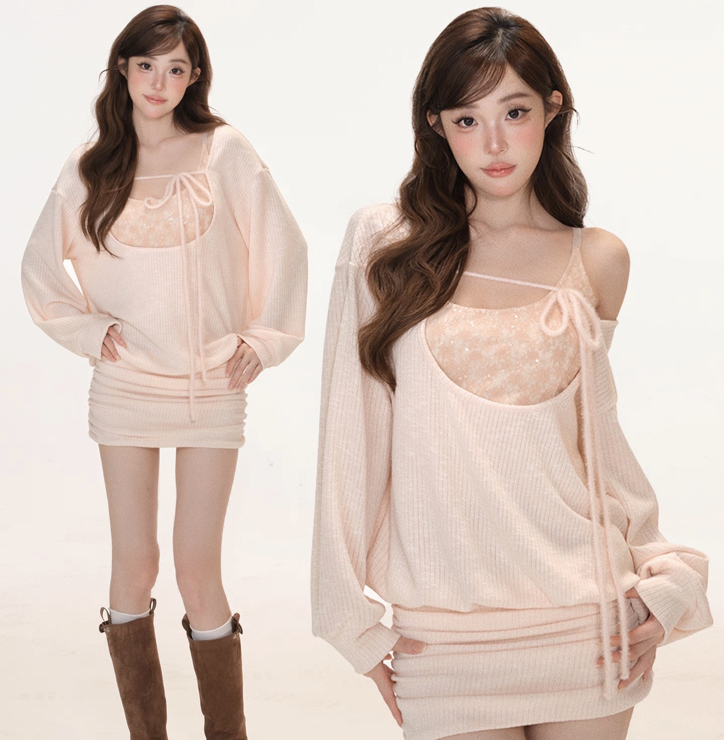 韩系纯欲千金辣妹风上衣套装