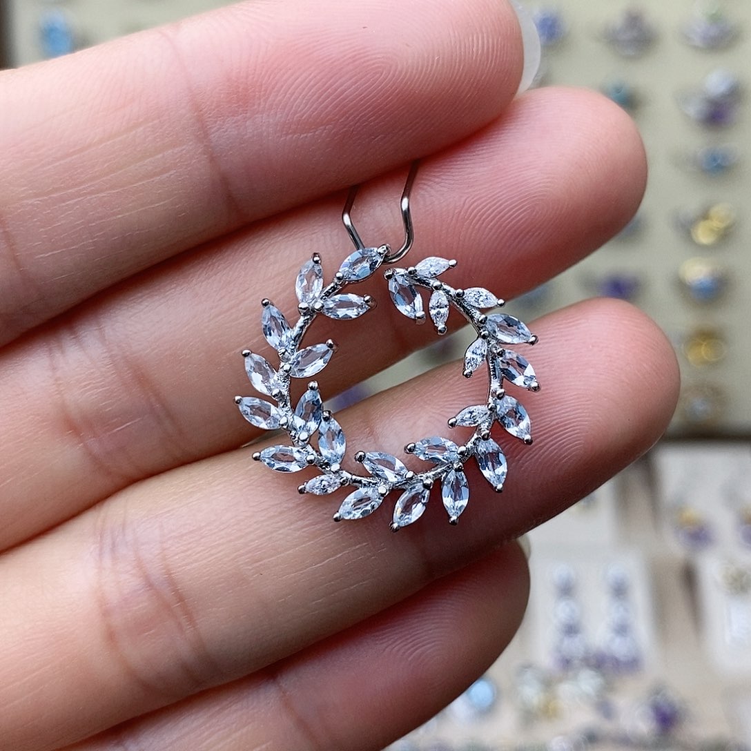 海蓝宝石吊坠(不含链)银S925镶嵌需要证书备注