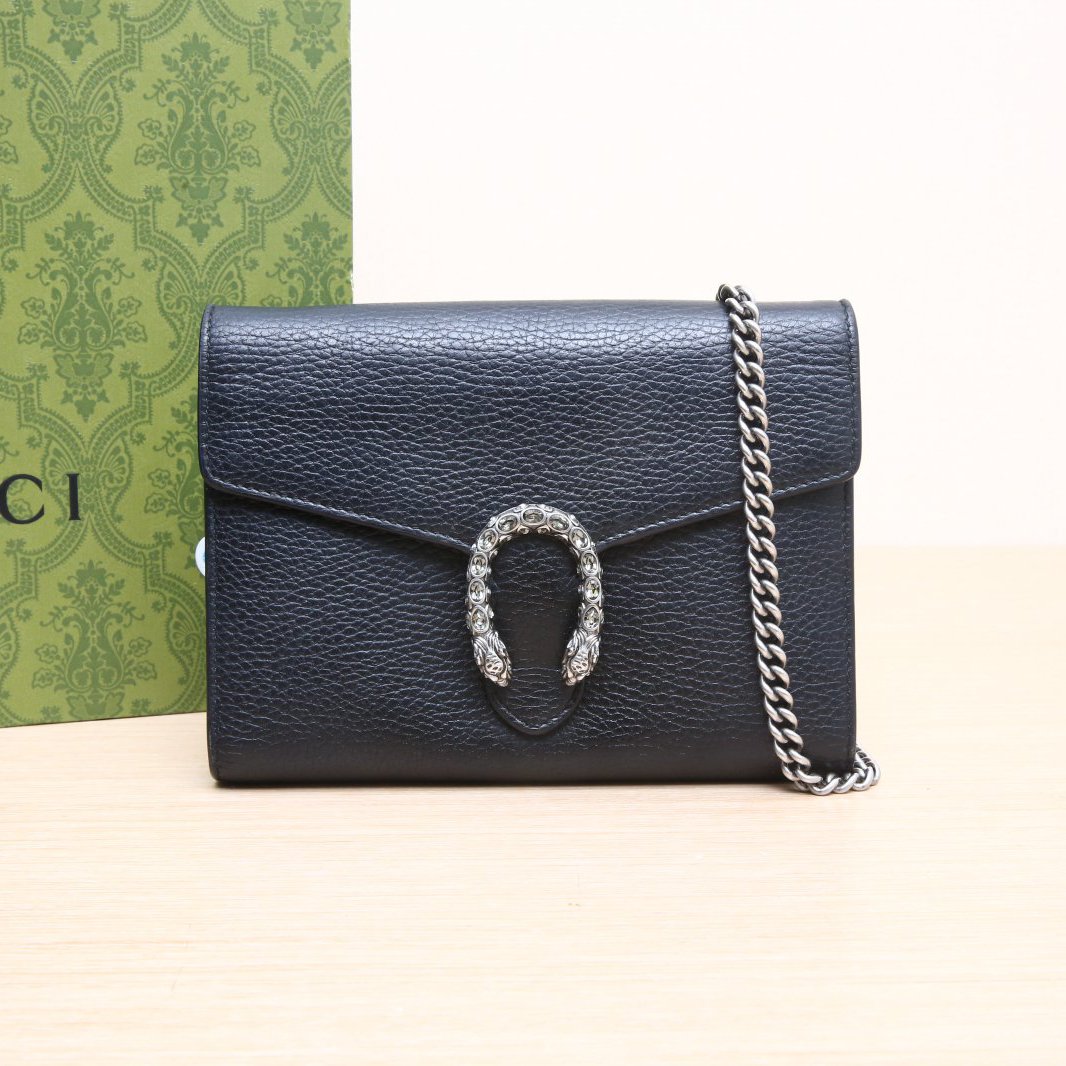 95新 GUCCI/古驰 酒神 全皮 钻扣 woc 20CM 斜挎包P254110137
