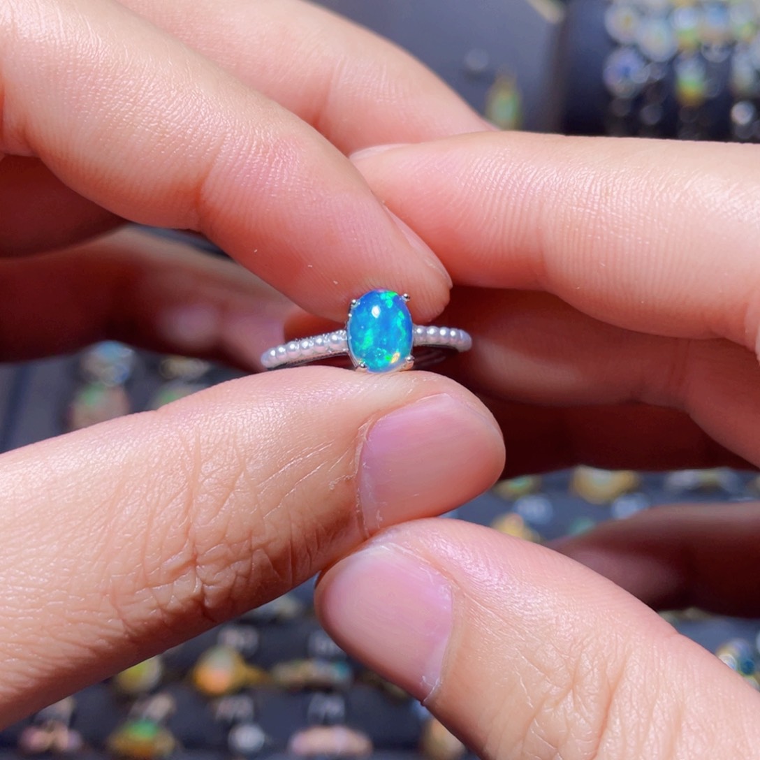 欧泊戒指）银S925镶嵌