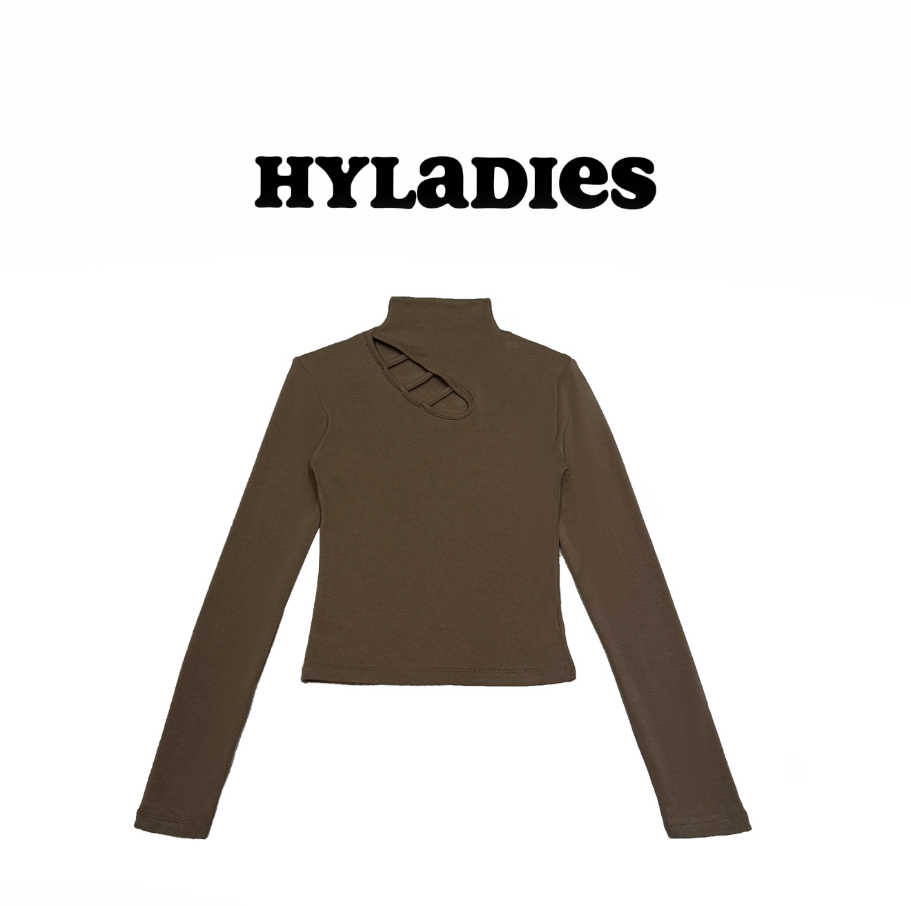 HYLADIESWEAR  『小心机打底』冬季磨毛设计感镂空修身半高领打底