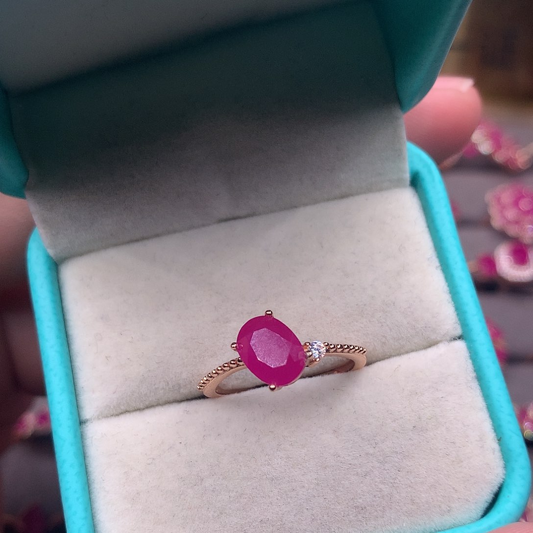 红宝石戒指银S925镶嵌