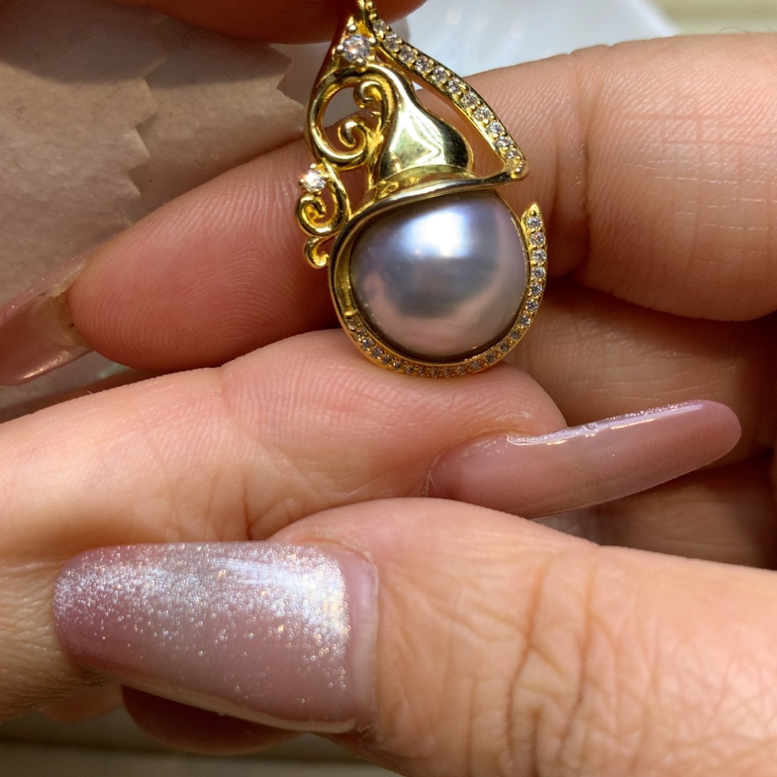 颈饰银S925镶嵌海水珍珠