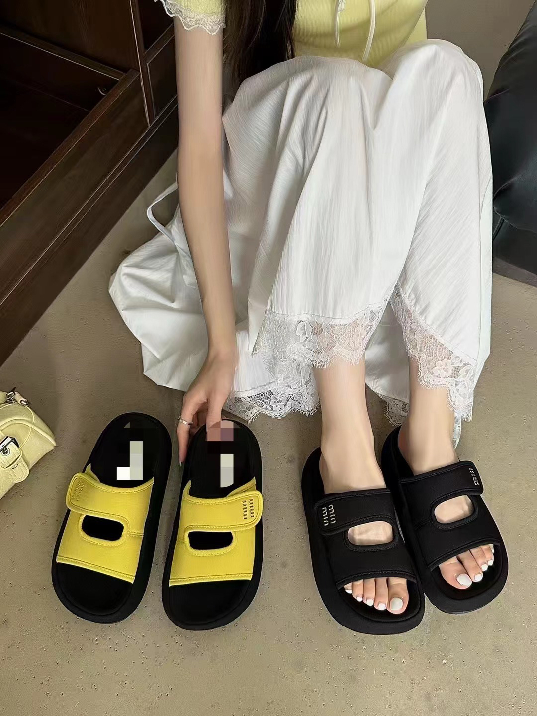 董小姐/6886增高凉鞋休闲防滑夏季平跟居家厚底一字拖耐磨