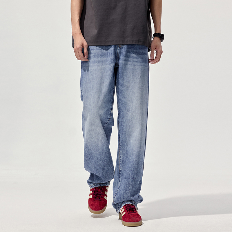 2025春夏新款宽松美式高街潮牌直筒阔腿牛仔裤 8532
