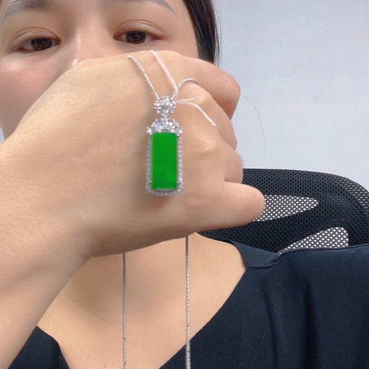 翡翠银S925镶嵌吊坠(不含链)