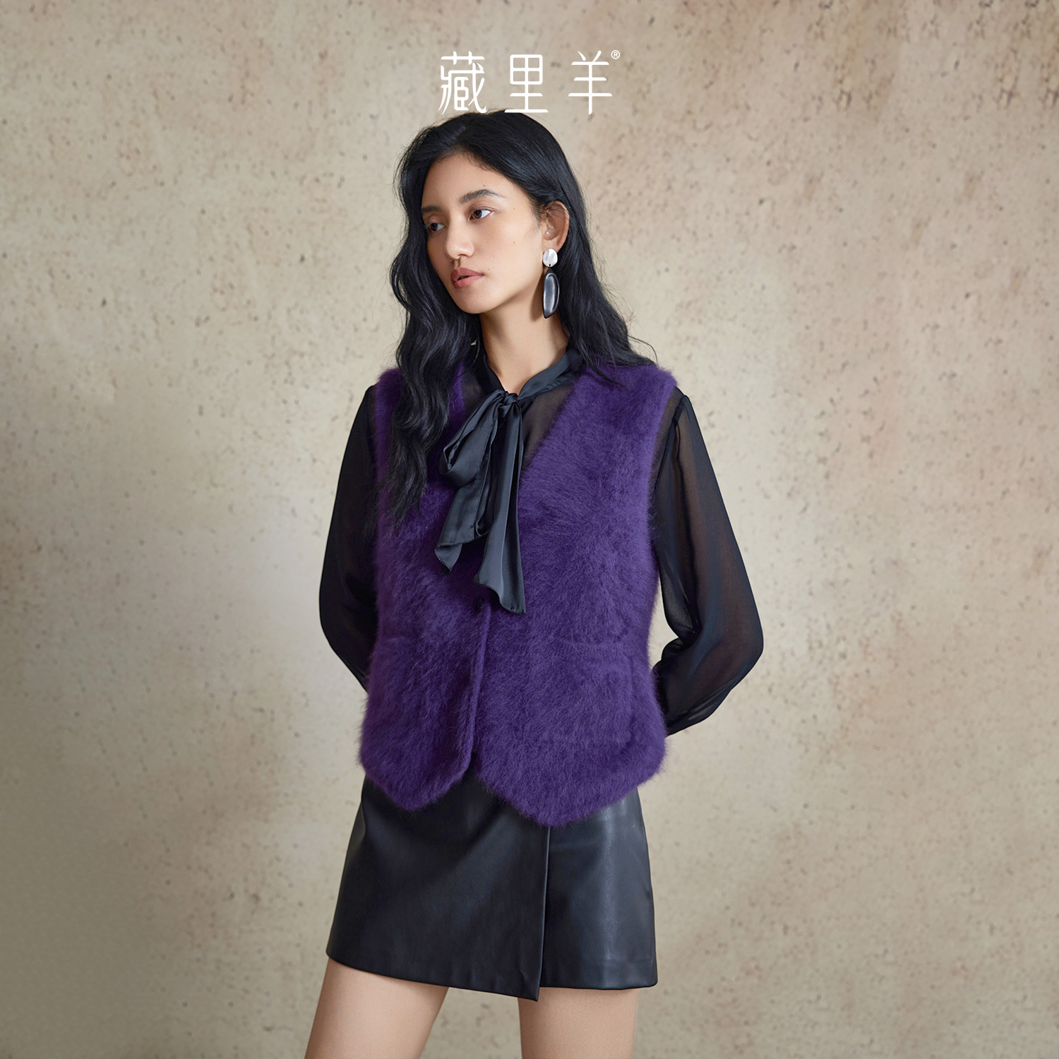 【阳光专属】藏里羊北美小动物毛毛万搭王叠穿开衫背心马甲M1745