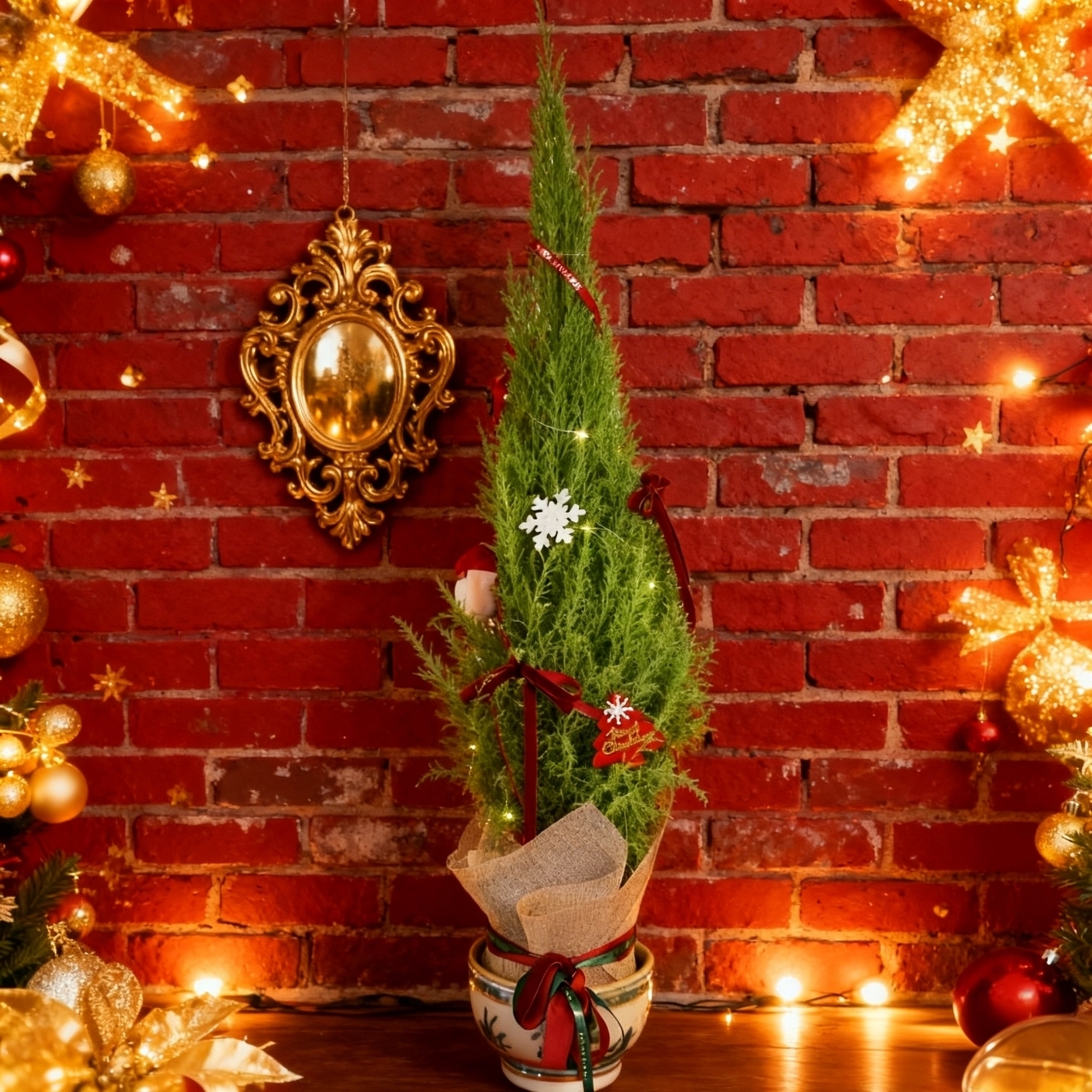 【花千氧】【圣诞香松】 小盆栽  精致松果铃铛配饰｜点亮圣诞氛围