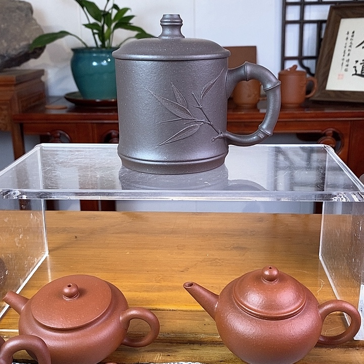 茶杯紫砂青灰紫泥盖杯零添加