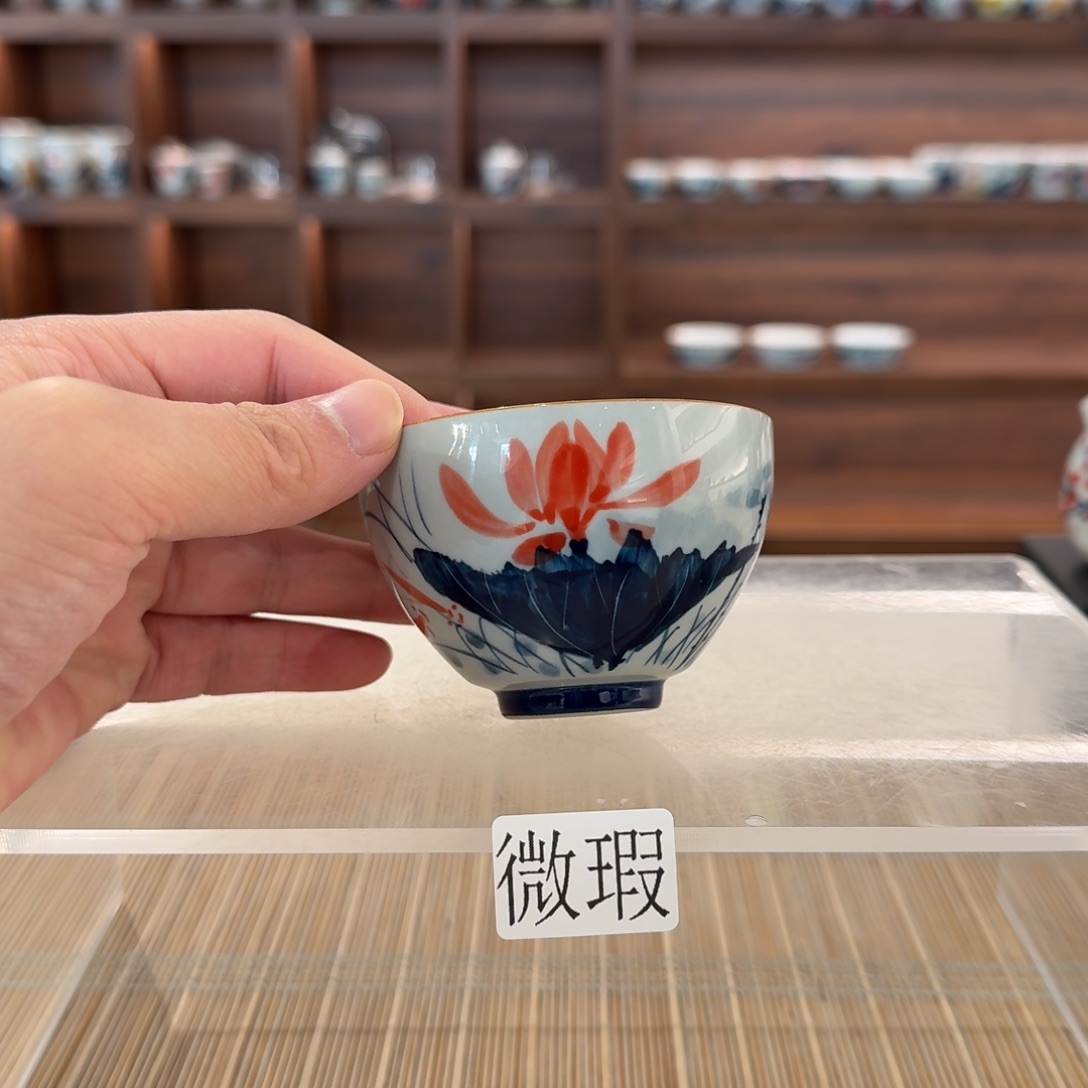 釉下手绘茶具微瑕