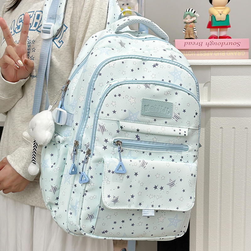 学院风书包女2025新款韩版大容量出高中学生五角星轻便百搭双肩包