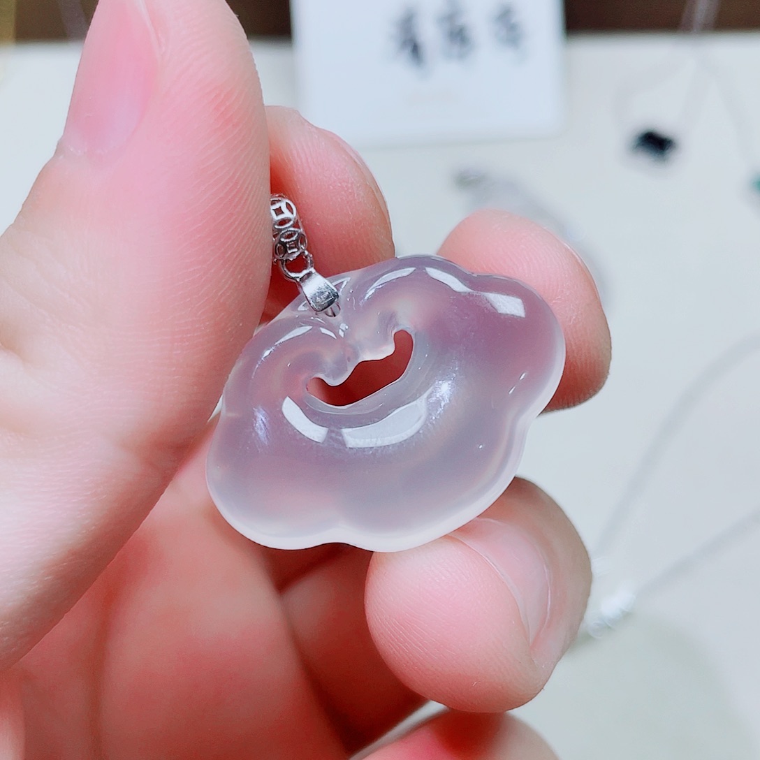 坠链均925银锆石白冰如意