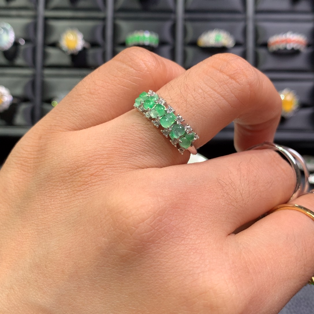 翡翠银S925镶嵌戒指