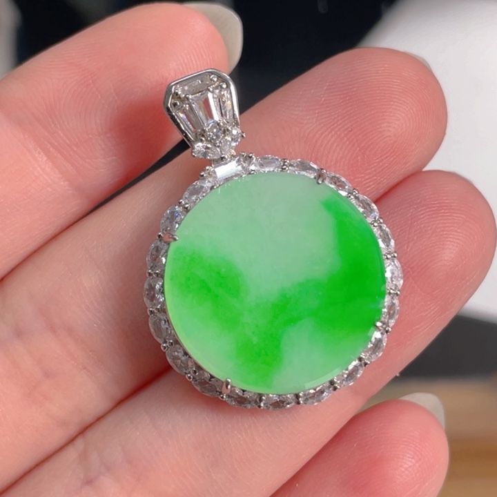翡翠银S925镶嵌吊坠(不含链)