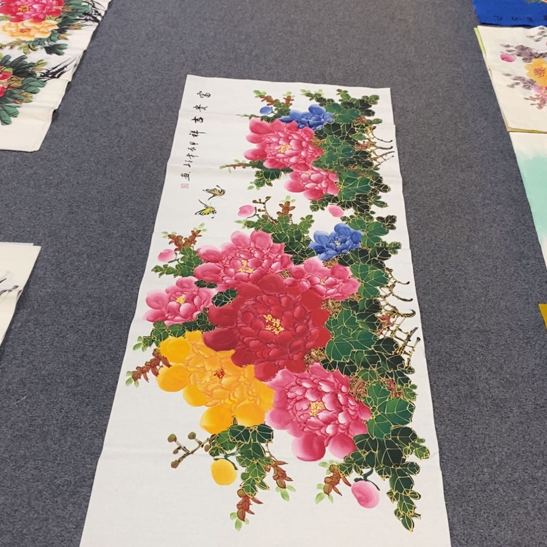 国画180✖️70金线牡丹画画画画画画画