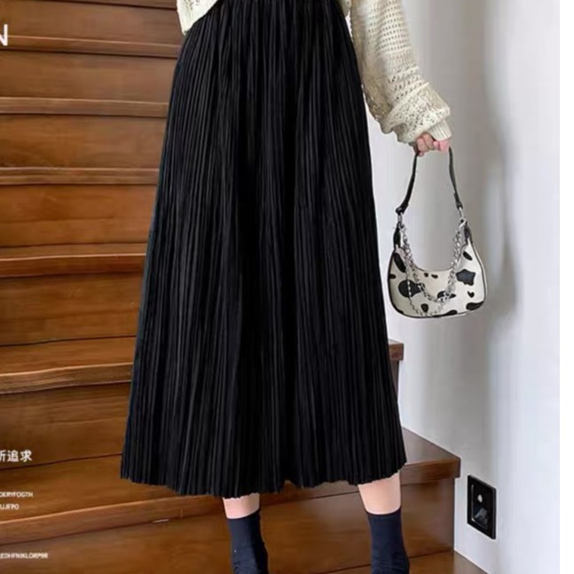 春季新款半身裙女显瘦百搭松紧腰高腰a字时尚长裙