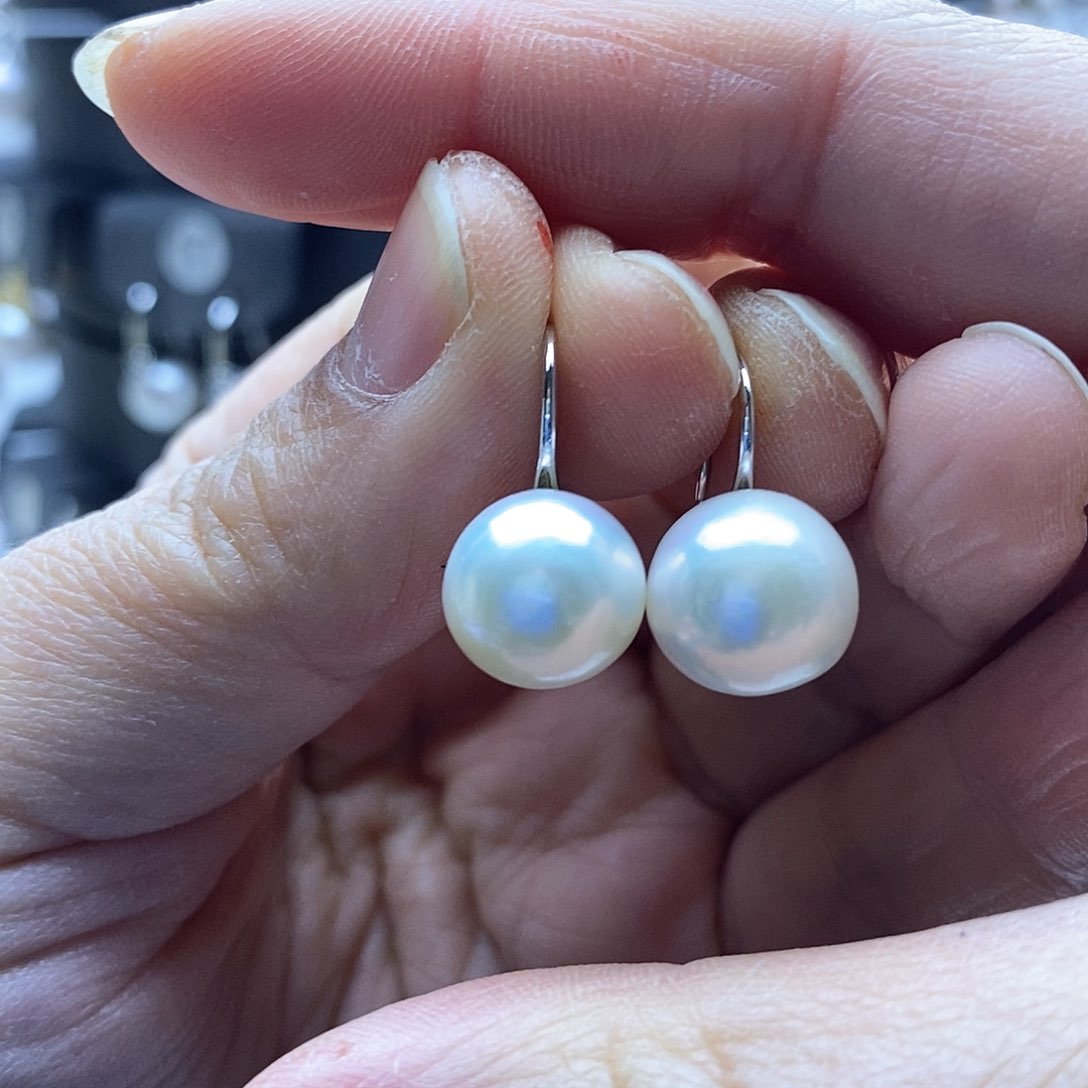 淡水珍珠耳饰银S925镶嵌
