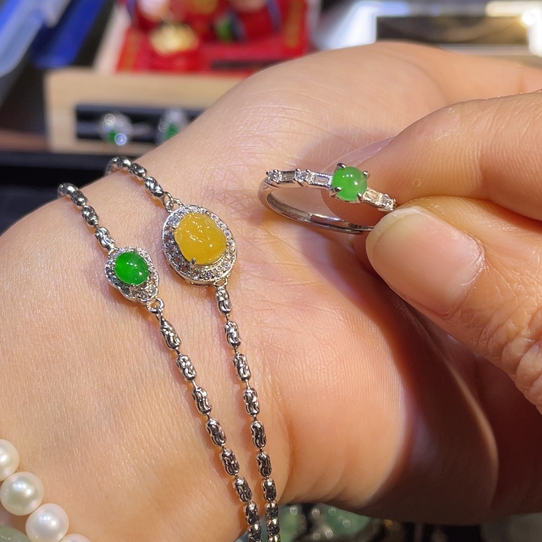 翡翠银S925镶嵌手链