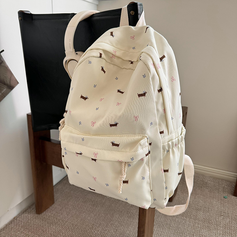 原创自制温柔日系可爱碎花狗狗书包初高中学生大学生校园风双肩包