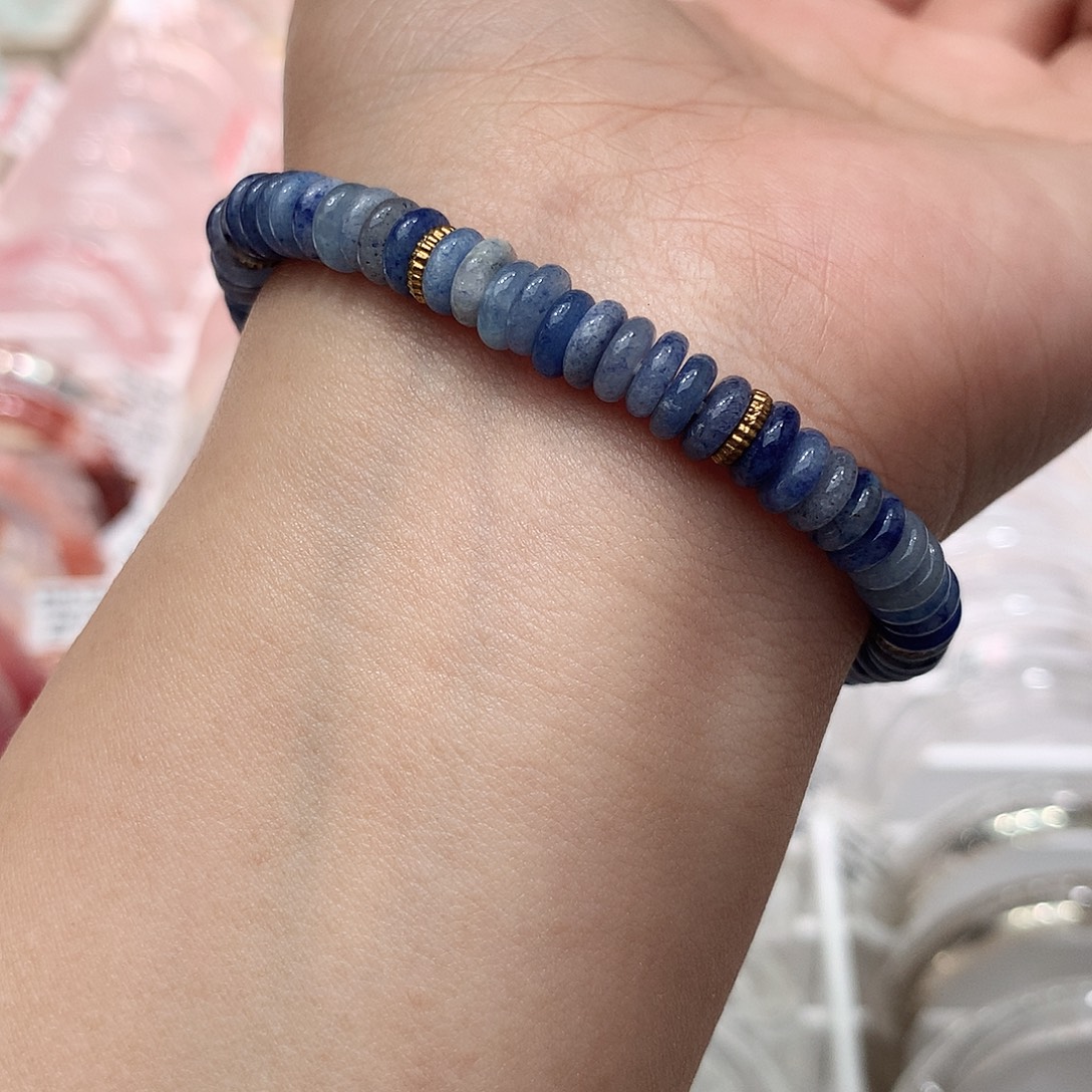 玛瑙/玉髓合金手链蓝纹石药片手串