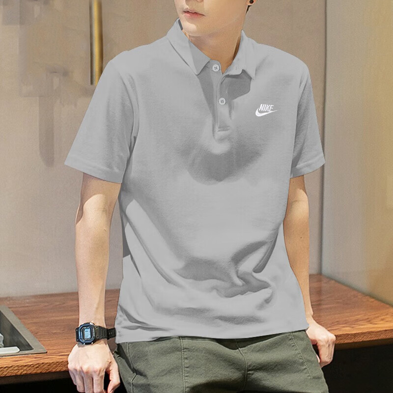 nike耐克短袖男款POLO衫夏季透气休闲灰色翻领网球T恤FN3895-063