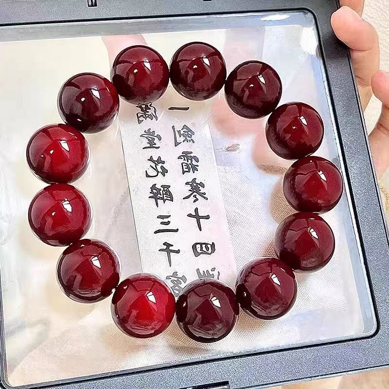 【天然糖心老料】圆珠15mm手串男女文玩佛珠手链菩提根念