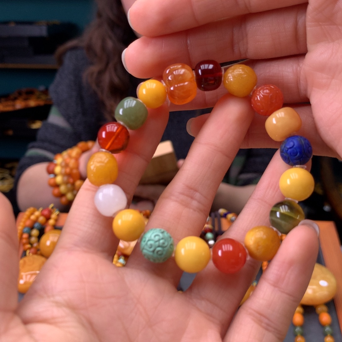 琥珀未镶嵌手串天然