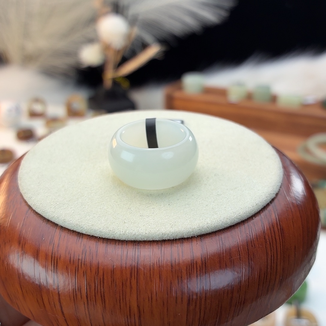 和田玉未镶嵌戒指i89白月光轮胎16.6mm