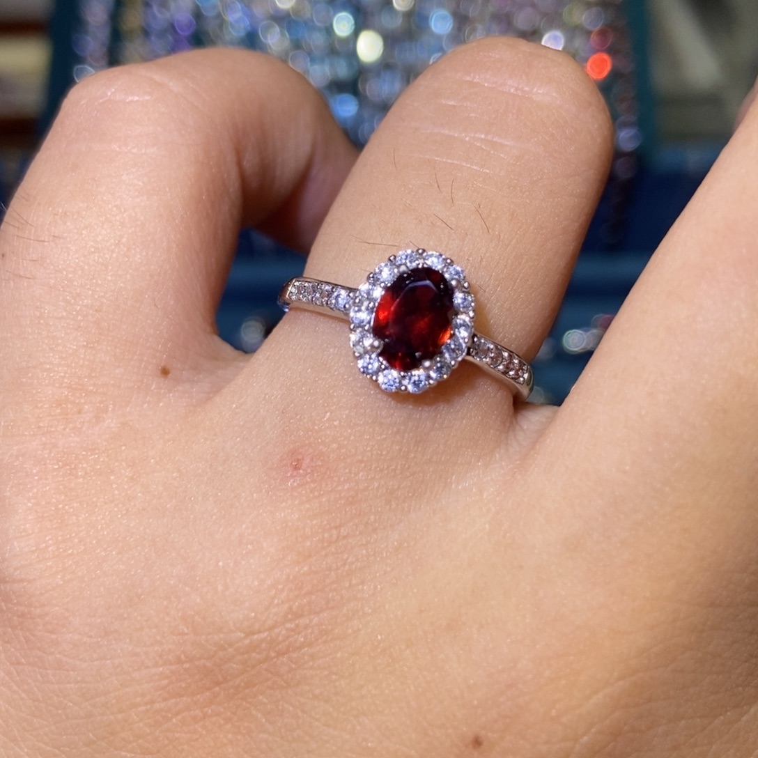 银S925镶嵌戒指石榴石