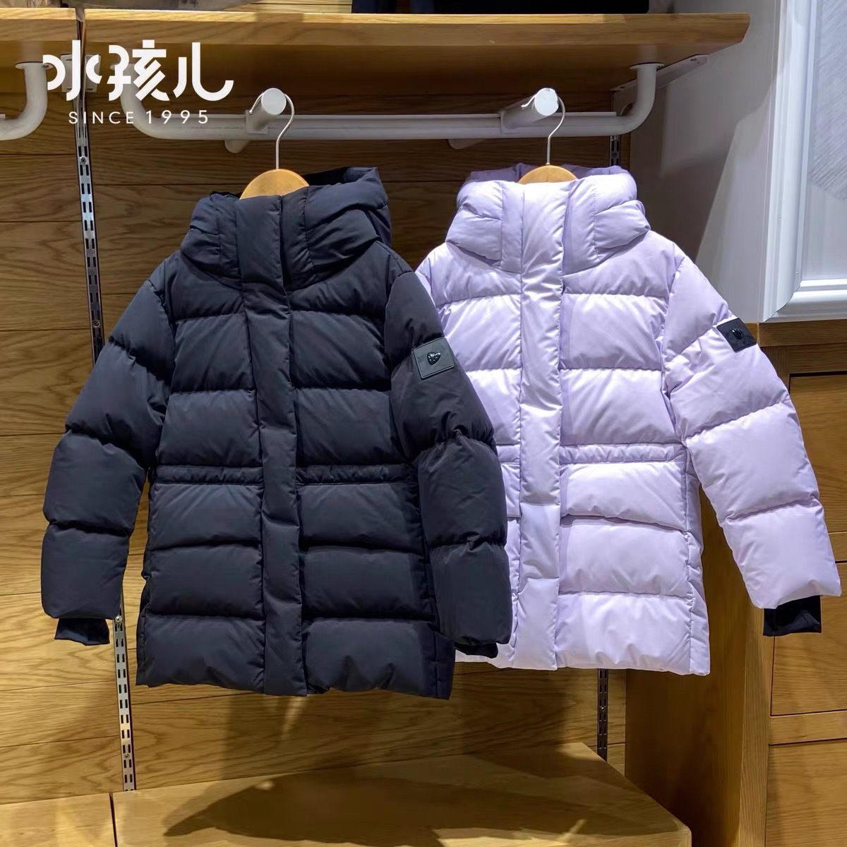 商场正品水孩儿童装女童羽绒服冬新款中长款白鸭绒保暖厚外套