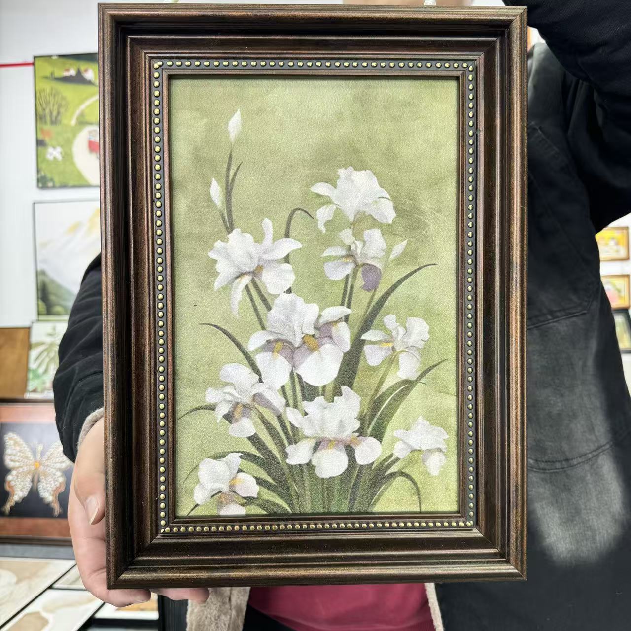 FL47栀子花法式复古绿色系餐厅卧室装饰画30-40 欧棕