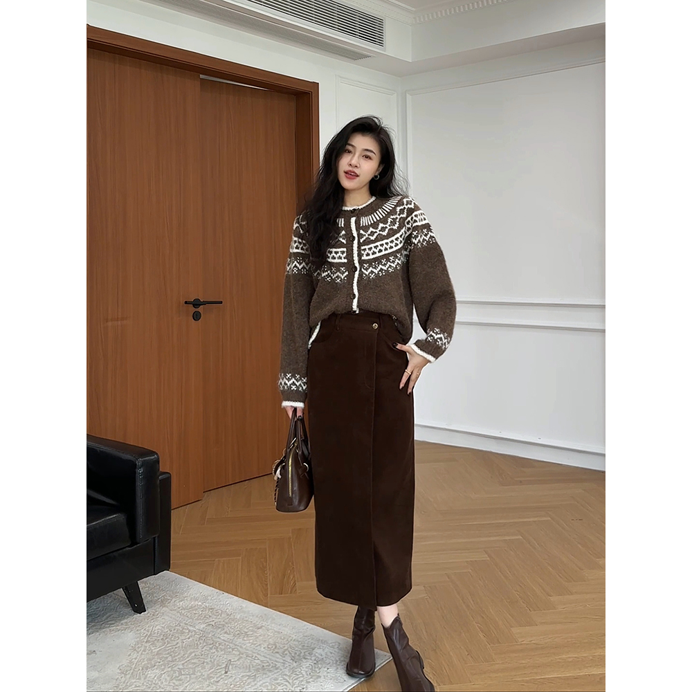 张阿星【费尔岛】秋冬圣诞毛衣宽松复古氛围感提花撞色圆领羊毛毛衣