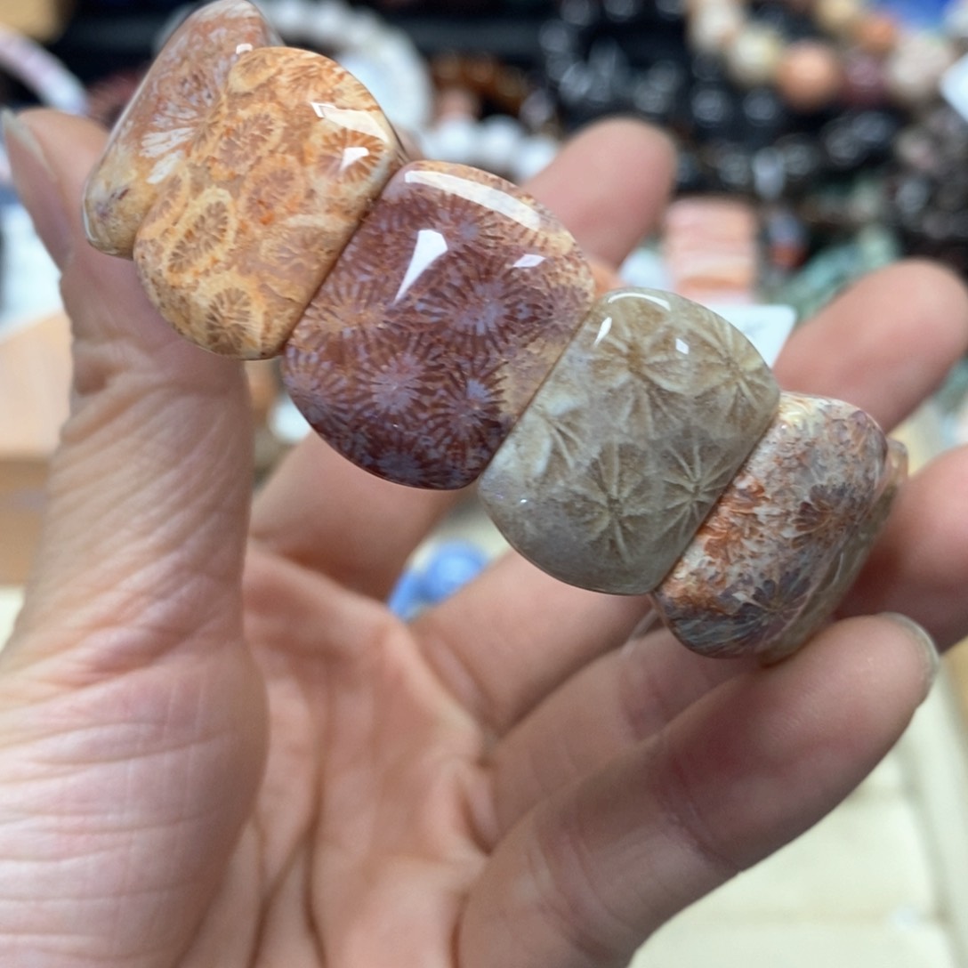硅化珊瑚（珊瑚玉）手链未镶嵌我***肉278