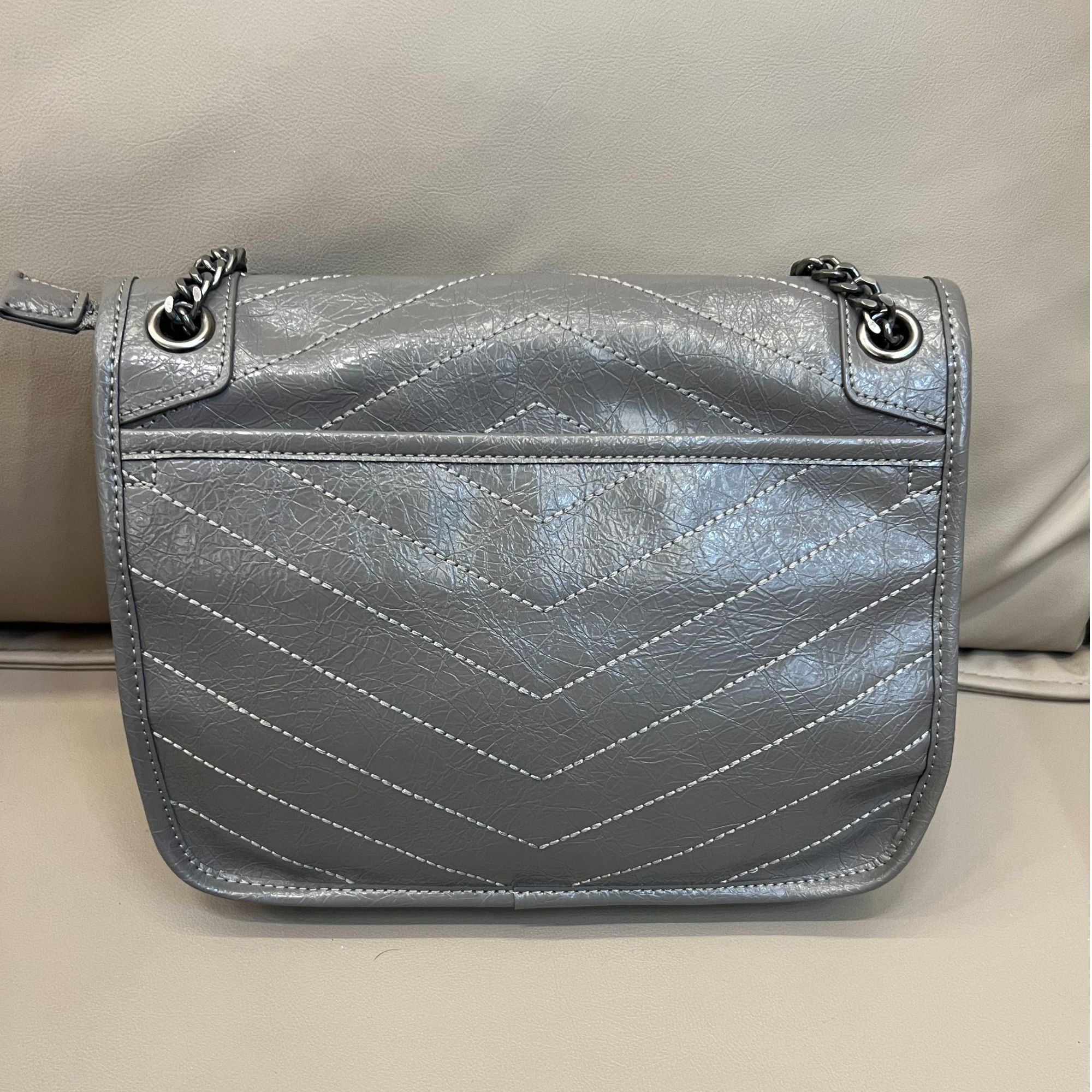 轻奢真皮时尚百搭经典气质单肩斜挎包 NK灰色 小号