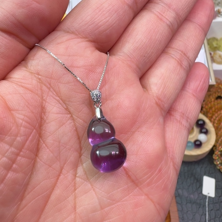 紫晶颈饰银S925镶嵌遇*你吊坠