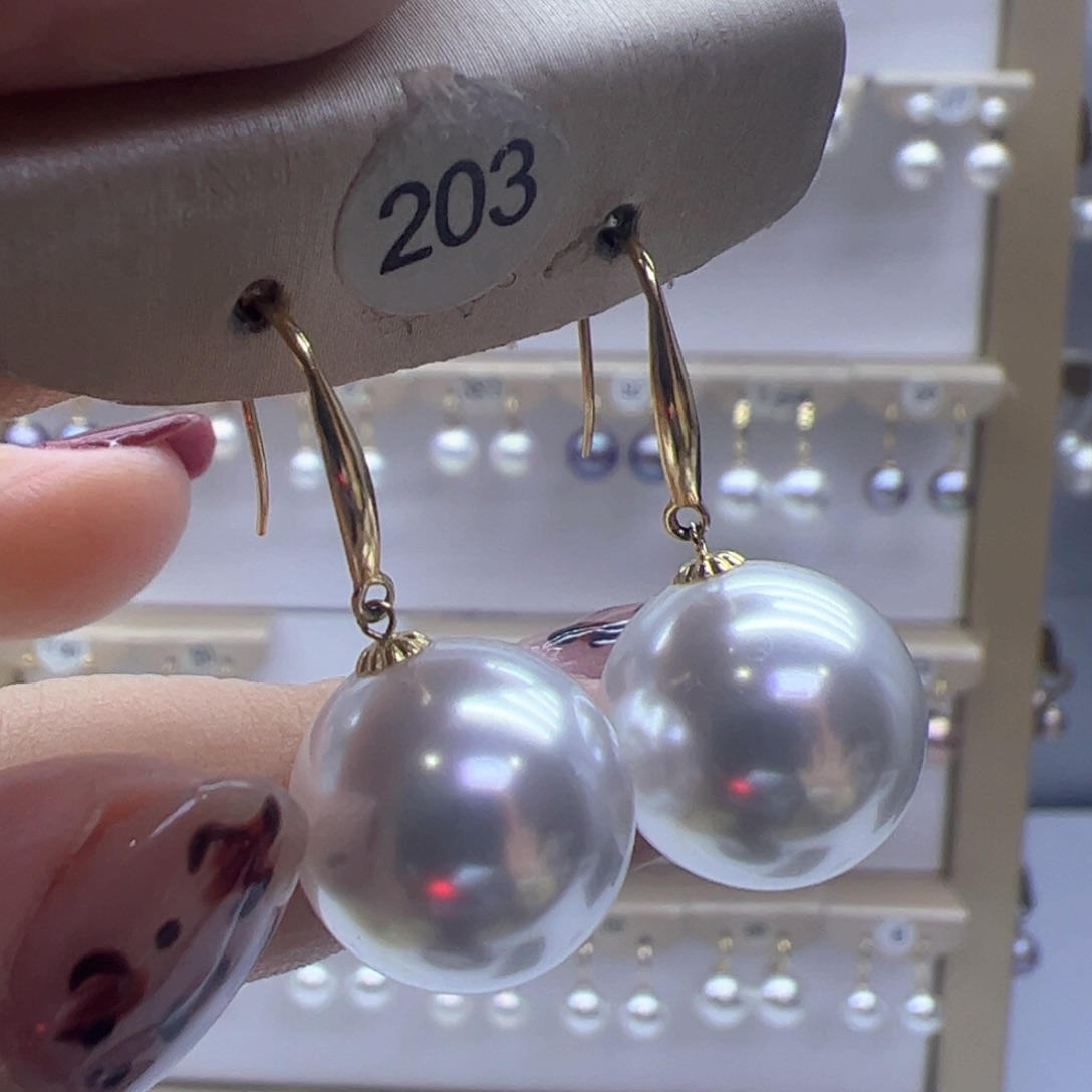 淡水珍珠耳饰18K金镶嵌