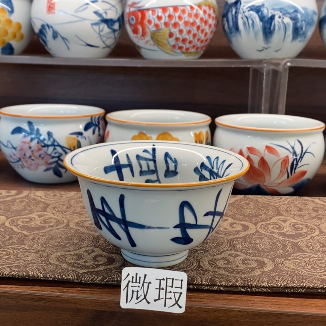 釉下彩老陶泥手工绘制