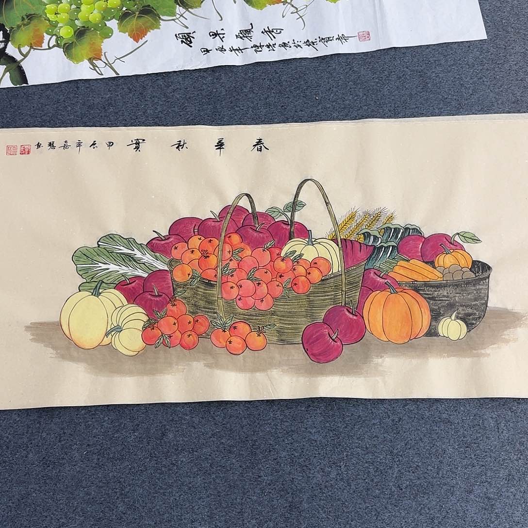 国画尺寸50X100手绘作品