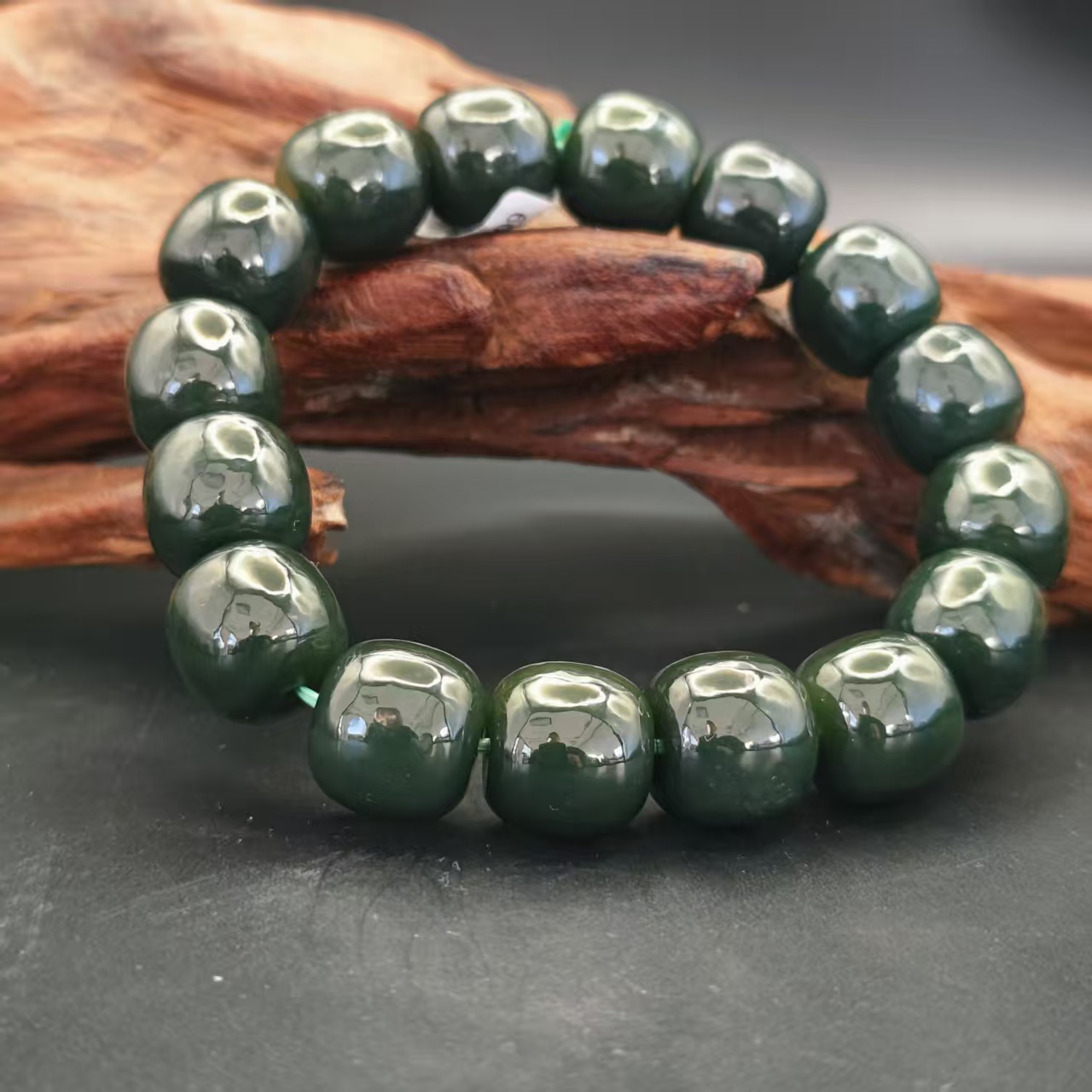 Z和田玉且末桶珠手串（卡14）0382