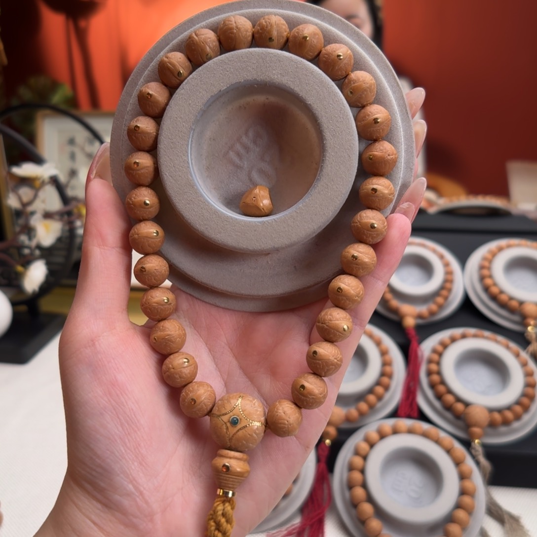 凤眼菩提手串浩*然11.5mm铁籽手持27颗铜钉新籽