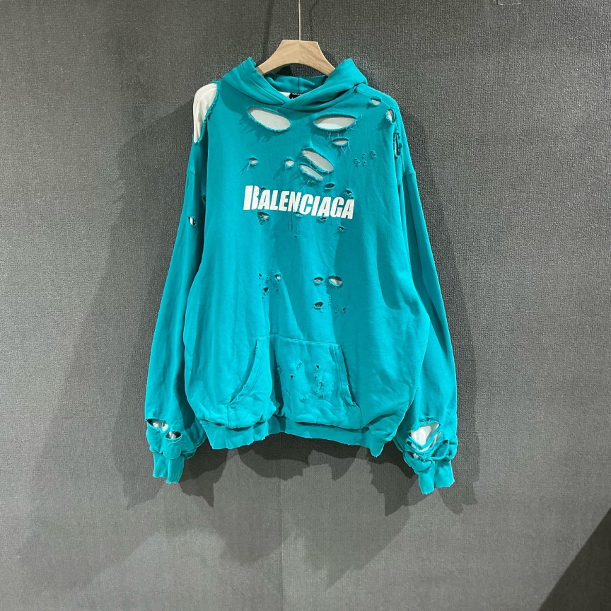 未使用 Balenciaga/巴黎世家 （pm）虫洞大破坏帽衫卫衣 s码/1166